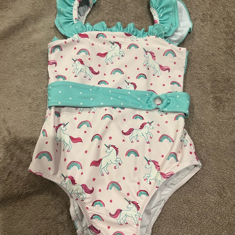 SweetHoney Unicorn Print Swimsuit 5Y